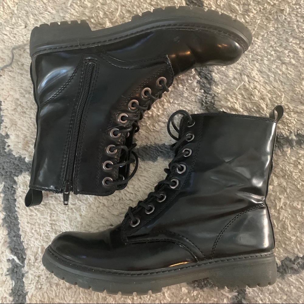 Black Zip-Up Combat Boots